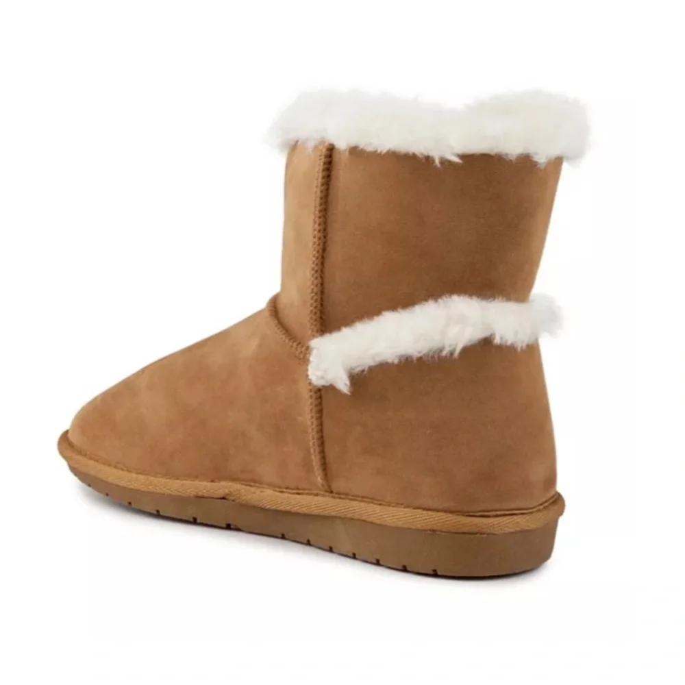 Sugar Poppy Cognac Faux Suede Ankle Boots